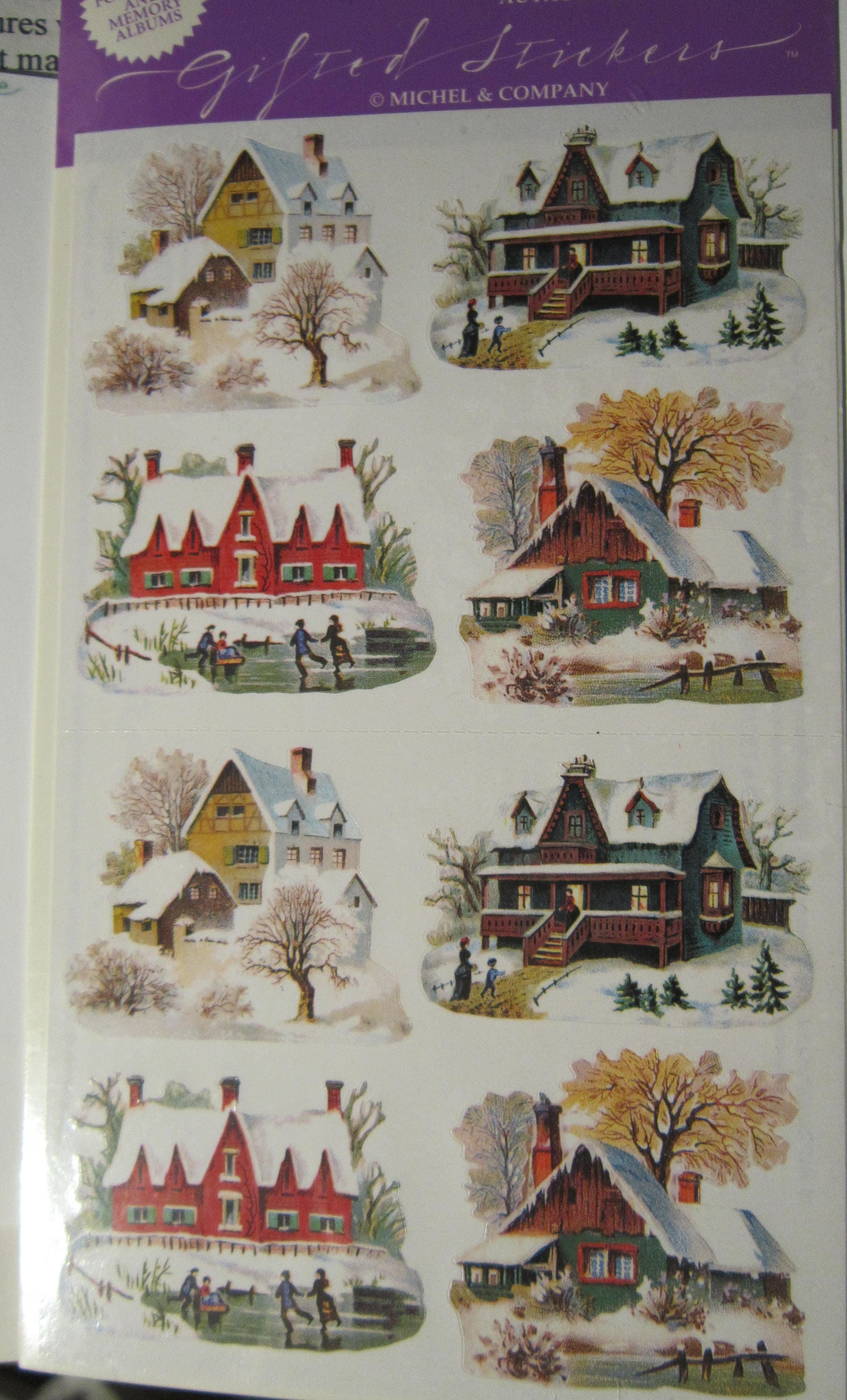 Victorian Snow Covered Houses/ Cottage 16 stickers 4 images 1 1/2&quo…