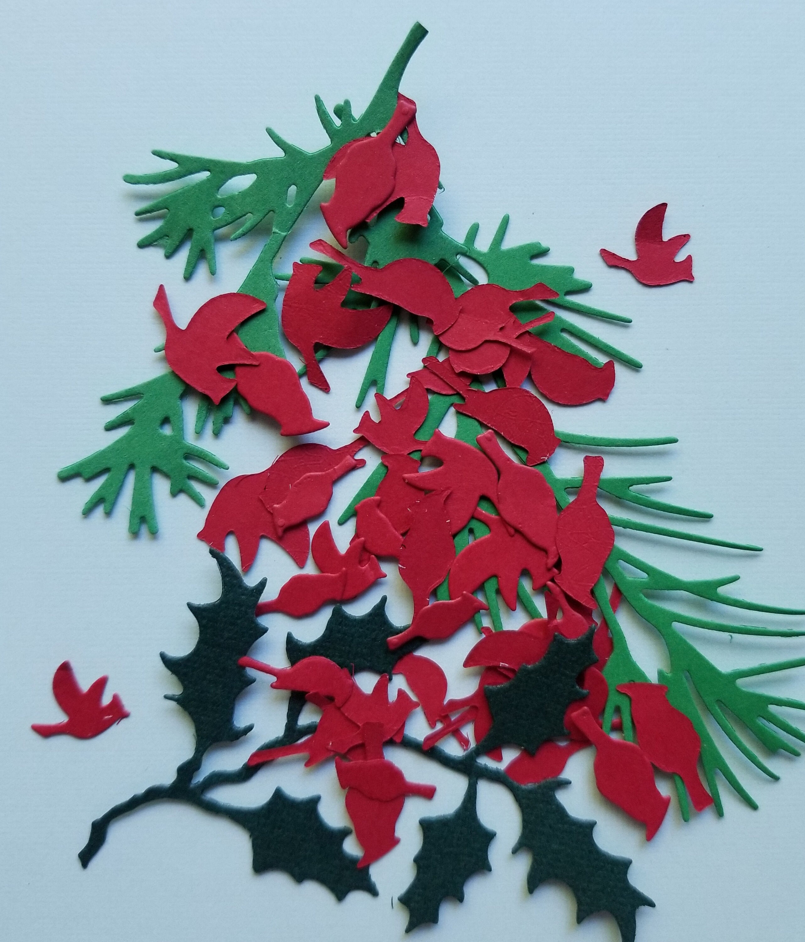 Christmas Cardinals, 48 Miniature Red Die Cut Paper Birds, to Accent