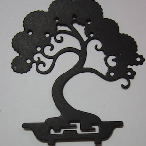 Japanese or Ming Bonsai Tree, 5 Die Cut Paper Trees 3&quot; Tall. Pretty Bowl Tree Base
