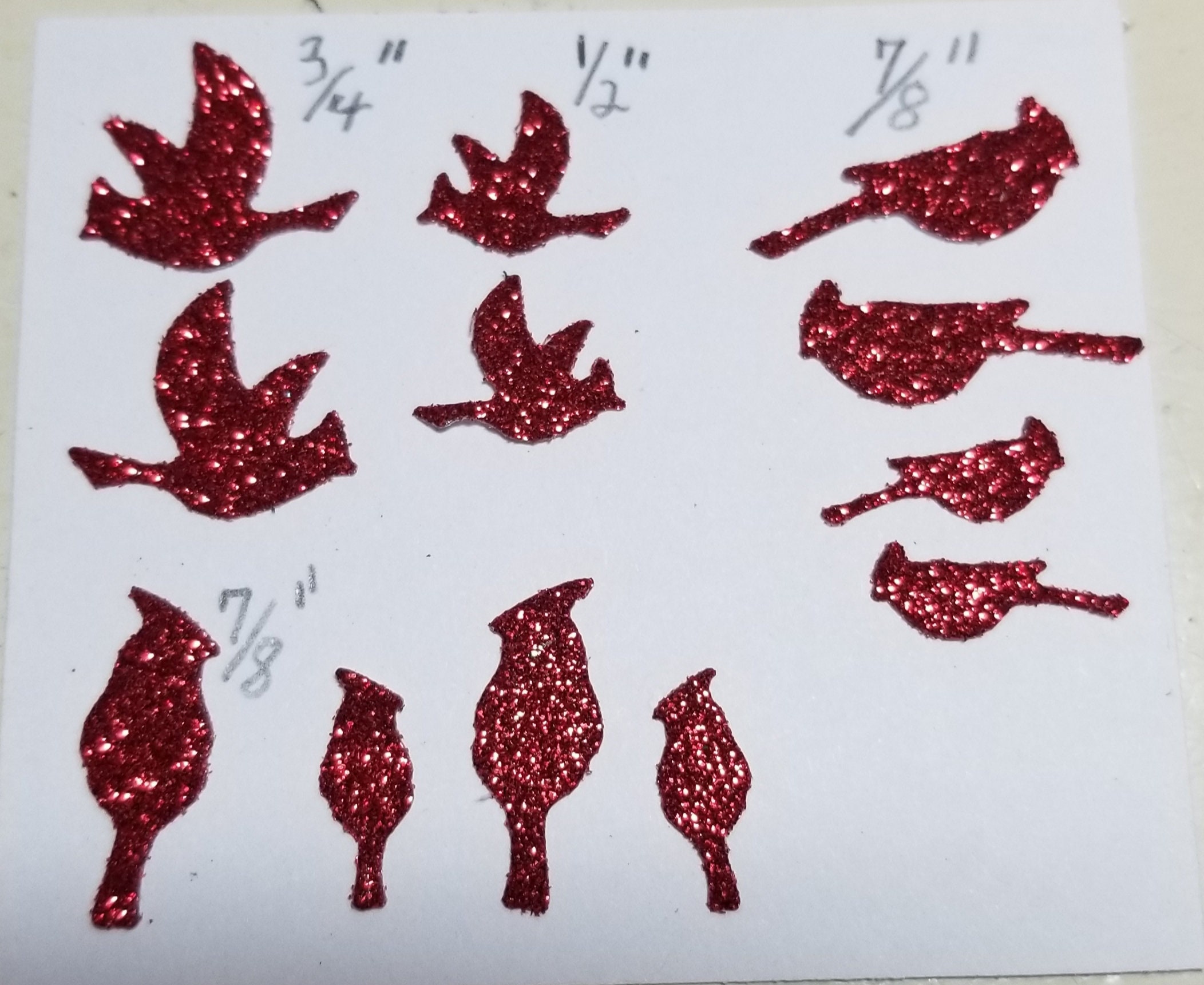 Christmas Cardinals, 48 Miniature Red Die Cut Paper Birds, to Accent