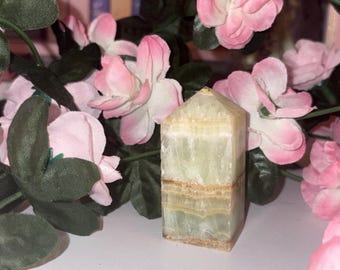 Pistachio Calcite Tower Piece 4 "The Stone of Nurturing Love"
