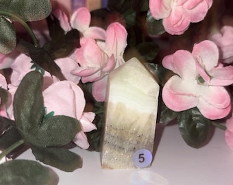 Pistachio Calcite Tower Piece 5 "The Stone of Nurturing Love"