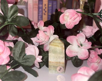 Pistachio Calcite Tower Piece 2  "The Stone of Nurturing Love"