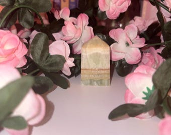 Pistachio Calcite Tower Piece 3 "The Stone of Nurturing Love"