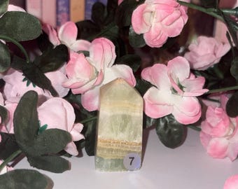 Pistachio Calcite Tower Piece 7 "The Stone of Nurturing Love"