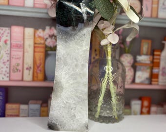 Large Moss Agate Crystal Tower "Stone of New Beginnings”