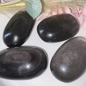 Silver Sheen Obsidian Palm Stones