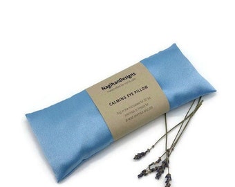 Sky Blue Lavender Flaxseed Hot Cold Pack, Mother's Day Gift, Unscented Scented Eye Pillow, Yoga Gift, Lavender Eye Pillow, Gift for Mom