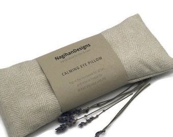 Herringbone Flannel Cream Color Flaxseed Lavender Eye Pillow, gift for Him, Gift for Her, Gift for Men, Gift for Boyfriend, Gift for Teacher