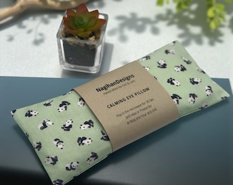 Lavender Aromatherapy Eye Pillow: Calming Flaxseed & Cotton Mask, Panda Design Fabric