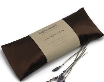 Chocolate Color Silky Satin Lavender and Flax Seed Aromatherapy Reusable and Washable Cover Eye Pillow