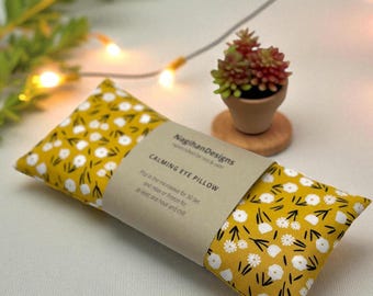 Washable Cover Weighted Flax Seed Eye Pillow: Aromatherapy, Headache Relief, Lavender Eucalyptus or Unscented Herbal Eye pillow