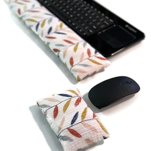 Flax Seed Wrist Rest Pillow Set: Ergonomic Keyboard and Mouse Pad with Washable Cover