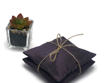 Silk Dupioni Purple Fabric Set of 2 Lavender Sachets, Farm Grown Eco Friendly Lavender Bag, Lavender Filled Herbal Sachet Bridemades Gift