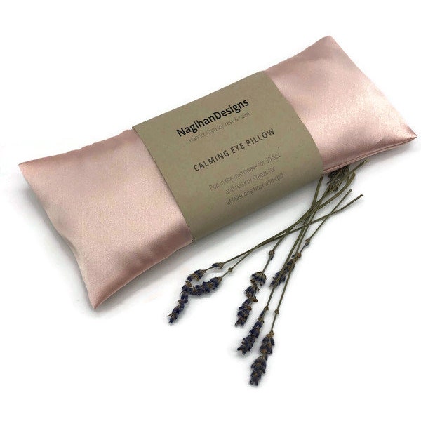 Rose Powder Pink Silky Satin Lavender Eye Pillow, Satin Flaxseed Eye Pillow, Relaxation, Meditation, Yoga Gift, Washable Cover Eye Pillow