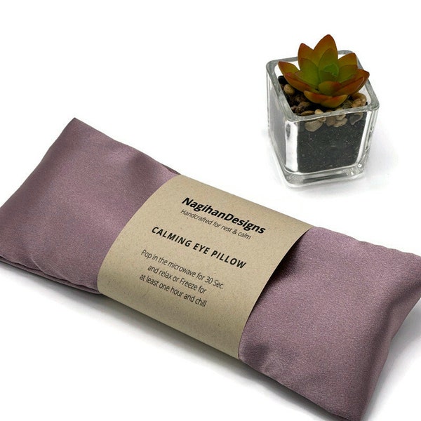 Lavender Color Satin Eye Pillow, Flaxseed Eye Cover, Yoga Relaxation Gift, Self Care Gift Ideas, Teen Gift, Sleep Help