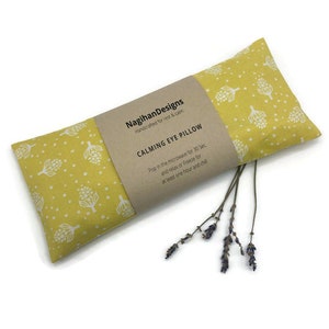 Yellow Floral Fabric Weighted Flaxseed and Lavender or Unscented Aromatherapy Eye Pillow, Yoga Pillow, Relaxation Eye Pillow, Eye Mask, Gift