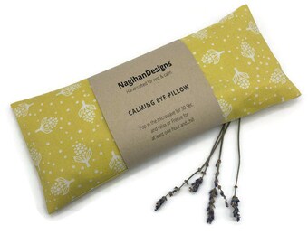 Yellow Floral Fabric Weighted Flaxseed and Lavender or Unscented Aromatherapy Eye Pillow, Yoga Pillow, Relaxation Eye Pillow, Eye Mask, Gift