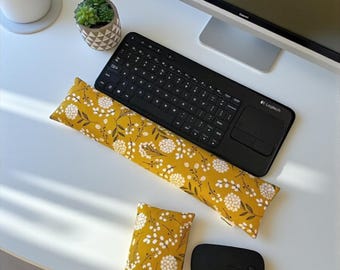 Reposamuñecas para teclado y ratón con funda extraíble y lavable, almohadilla ergonómica para muñecas, almohadilla de semillas de lino para reposamuñecas, accesorios de escritorio de oficina