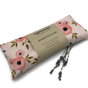 Pink Floral Print Fabric Lavender Flax Seed Aromatherapy Relaxation Meditation Sleep Pillow, Headache Help, Yoga Aromatherapy Pillow, Gift