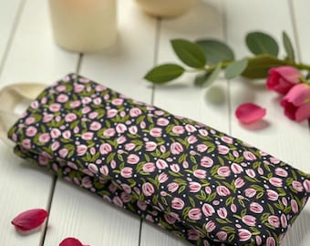 Washable Cover Floral Heated Neck Wrap: Lavender Eucalyptus or Unscented Aromatherapy Neck Heating Cooling Wrap, Relaxation Gift