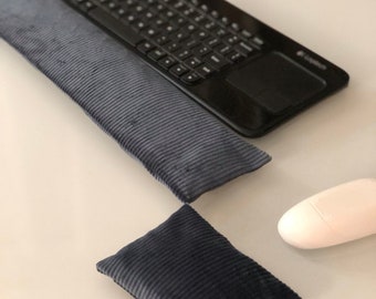 Corduroy Fabric Keyboard / Mouse Wrist Rest Pillow Flax Seed Removable Washable Ergonomic Wrist Support, Gift for Him, Eco Friendly