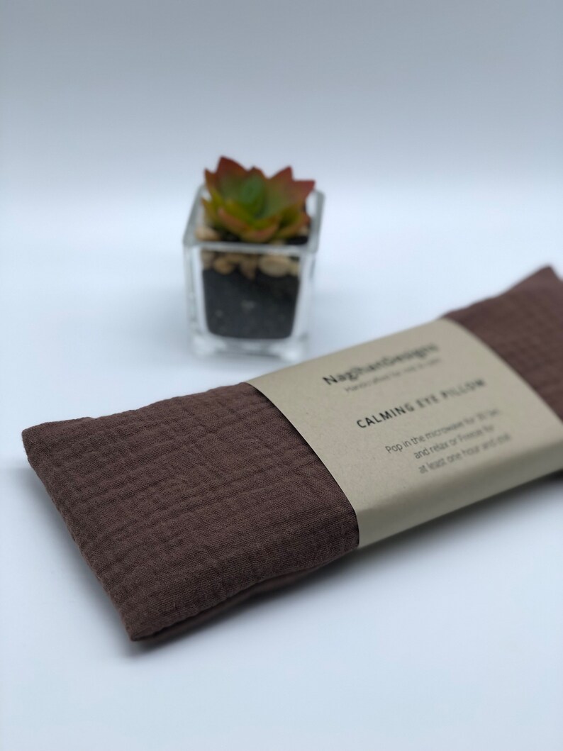 Brown Color Lavender or Unscented Eye Pillow, Washable Cover Eye Pillow, Headache and Stress Relief Eye Pillow, Restorative Yoga Eye Pillow image 3