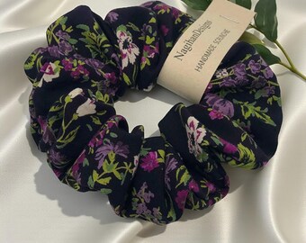Floral Scrunchie: Handmade Hair Tie, Retro Style