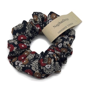 Dark color hair scrunchies, 1.5 inches wide handmade hair scrunchies