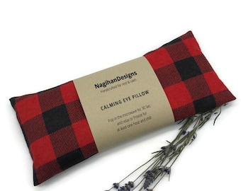 Buffalo Plaid Flannel Lavender Flaxseed Eye Pillows, Washable Removable Cover, Christmas Gift, Self Care for Everyone, Yoga Gift