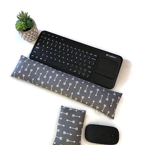Gray Color Keyboard and Mouse Wrist Rest Support Pillow, Ergonomic Removable and Washable Cotton Keyboard and Mouse Wrist Rest Support Pad