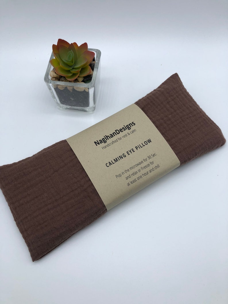 Brown Color Lavender or Unscented Eye Pillow, Washable Cover Eye Pillow, Headache and Stress Relief Eye Pillow, Restorative Yoga Eye Pillow image 1