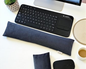 Reposamuñecas para teclado y ratón de tela de pana con semillas de lino, extraíble y lavable, soporte ergonómico para la muñeca, regalo para ella.
