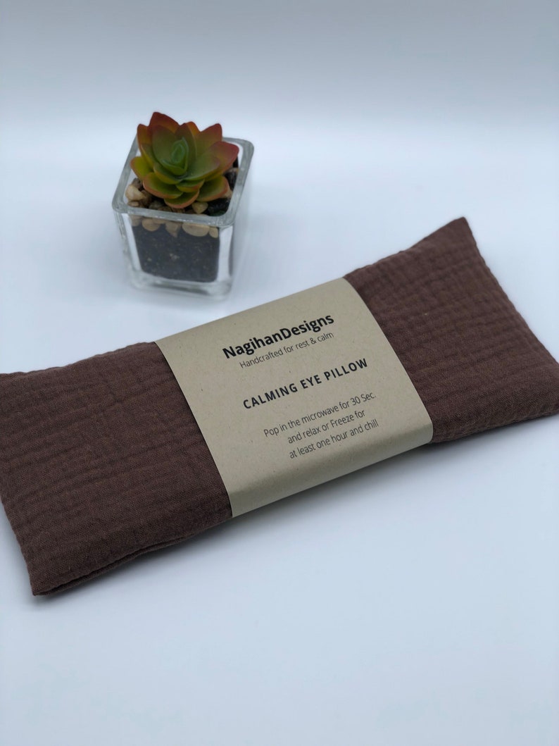 Brown Color Lavender or Unscented Eye Pillow, Washable Cover Eye Pillow, Headache and Stress Relief Eye Pillow, Restorative Yoga Eye Pillow image 2