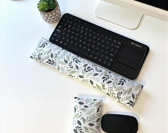 Ergonomic Keyboard and Mouse Wrist Rest Set: Flaxseed Filling, Washable Cover