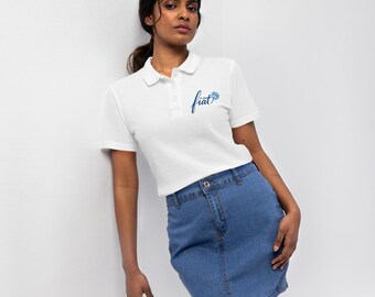 Fiat Women’s Polo – Two-Tone Blue Marian Embroidered Shirt