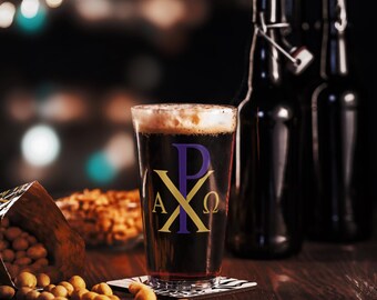 Chi Rho Pint Glass – Alpha Omega 16 oz Christian Barware