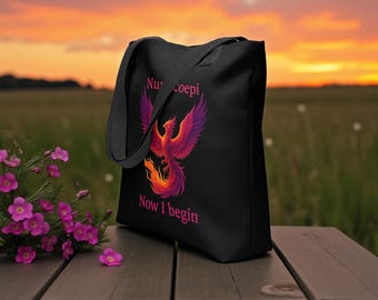 Nunc Coepi Tote Bag – Catholic Phoenix Design of Renewal and Faith