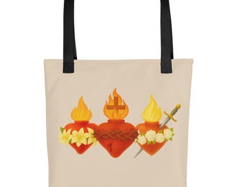 Catholic Tote Bag – Holy Family Hearts