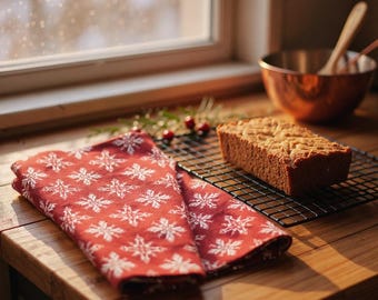 Christian Hand Towel – Red and White Sacred Cross Catholic Kitchen Decor