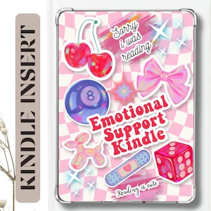 Schattige girly Kindle-inzetstuk, roze geruite leesgrage sticker, boekenliefhebber Kindle-cadeau, Paperwhite, Colorsoft, Basic Kindle Clear Case Decor