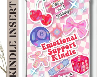 Cute Girly Kindle Insert, Pink Checkered Bookish Sticker, Booklover Kindle Gift, Paperwhite, Colorsoft, Basic Kindle Clear Case Decor