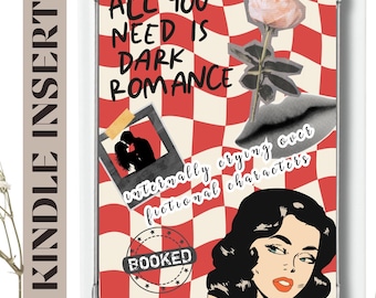 Dark Romance Kindle-insats för genomskinligt fodral, rödrutigt insatsfodral, Kindle-dekoration, Paperwhite, Colorsoft, Kindle Basic, bokligt klistermärke