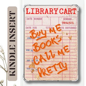 Library Card Kindle Insert for Clear Case, Kindle Case Decoration, Paperwhite, Colorsoft, Kindle Basic Insert, Gift for readers