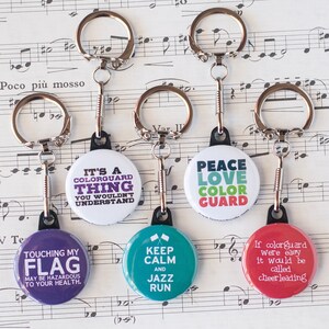 Gift Set of Colorguard Flag Themed Button Keychains | 1.25&quot; Size