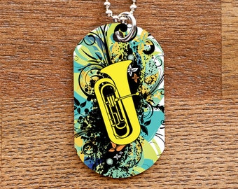 Tuba Dog Tag Necklace for Band Geeks