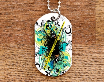 Flute Dog Tag Necklace for Band Geeks