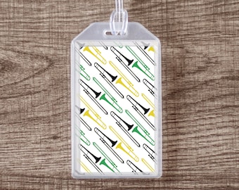 Musical Instrument Case ID Luggage Tag for Trombone - Yellow, Green, Black