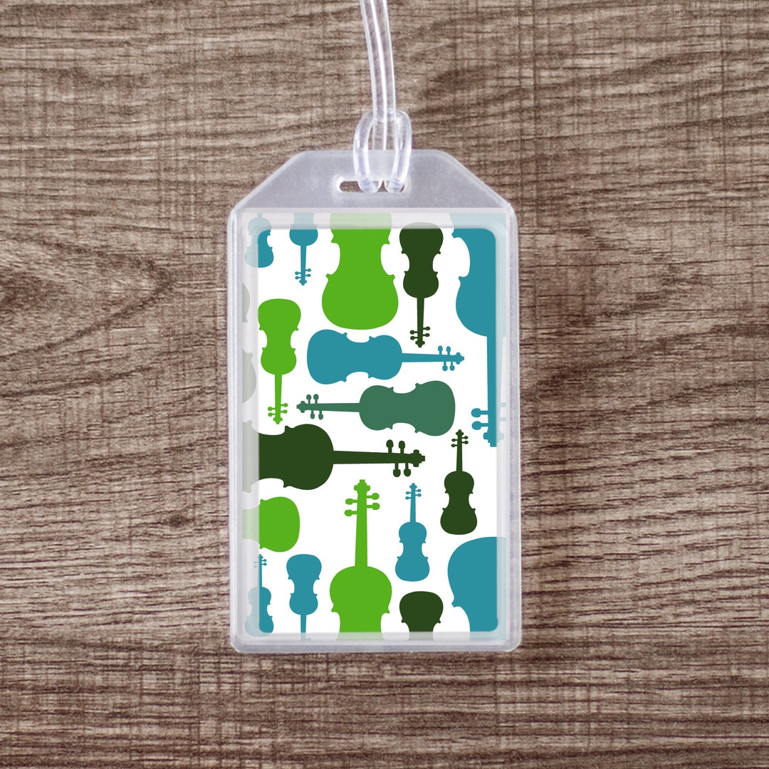 Violin Musical Instrument Case ID or Luggage Tag - Blue and Green - Etsy