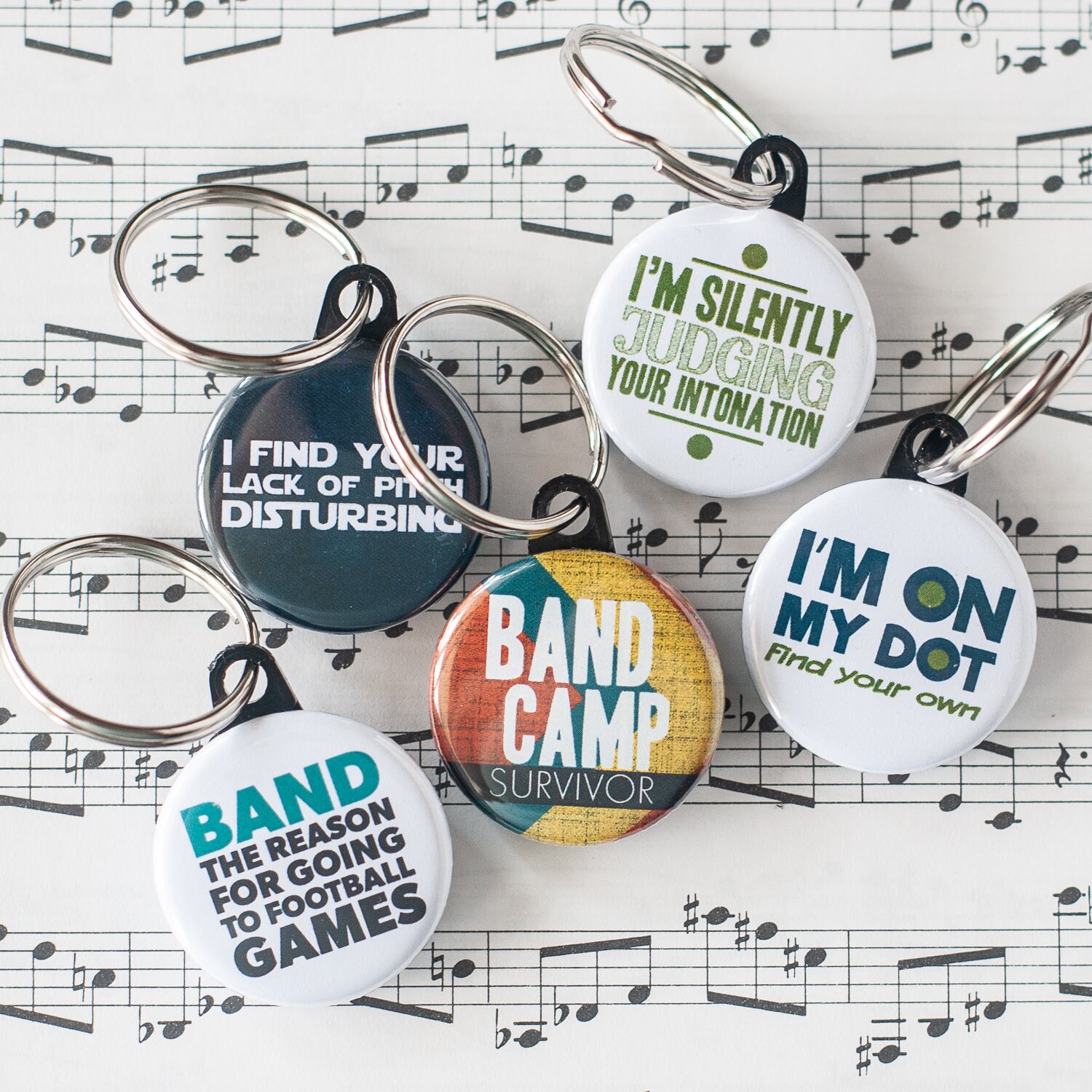 Gift Set of Five Marching Band Music Themed Button Keychains Etsy
